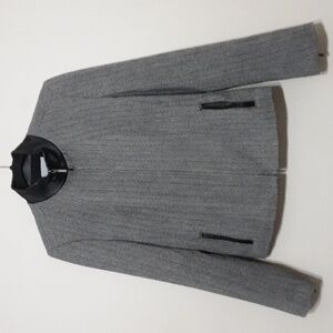 Adec2 women blazer jacket coat wool blend full zip black 6 casual office y2k